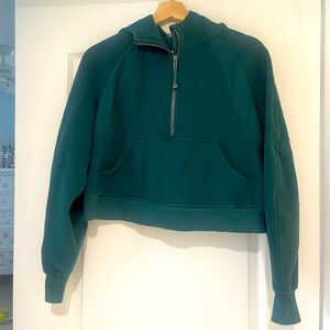 Hunter green Lululemon half zip scuba hoodie